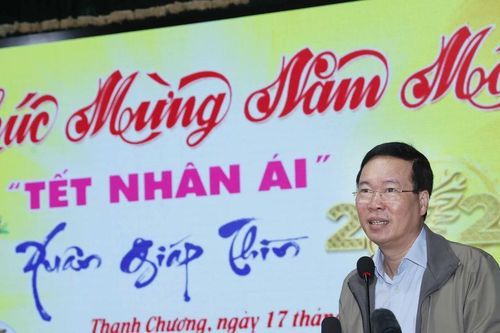 Chủ tịch nước Võ Văn Thưởng dự 'Tết nhân ái' Xuân Giáp Thìn năm 2024 tại Nghệ An