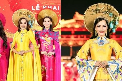 Hoa hậu Lê Hoàng Phương hóa 'cô Tấm' xinh đẹp tại Lễ hội Tết Việt 2024