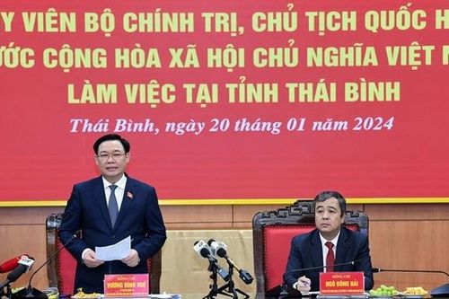 Chủ tịch Quốc hội Vương Đình Huệ làm việc với Ban Thường vụ Tỉnh ủy Thái Bình
