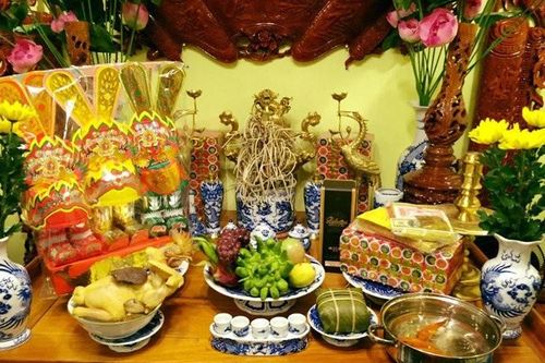 Mâm cỗ và lễ vật cúng ông Công ông Táo ngày 23 tháng Chạp