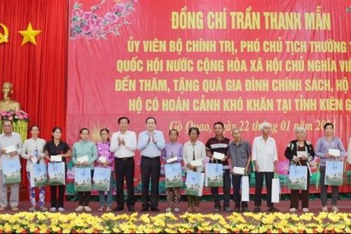 Phó Chủ tịch Thường trực Quốc hội Trần Thanh Mẫn thăm, chúc Tết các gia đình chính sách, hộ nghèo tại huyện Gò Quao