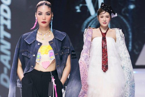 Lan Khuê đứng chung sàn diễn với Hoa hậu Hoàn vũ Hàn Quốc