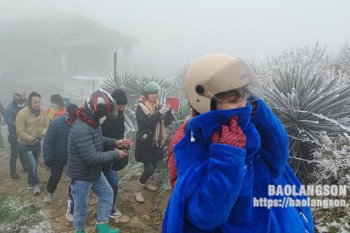 Mẫu Sơn thu hút trên 2.000 lượt du khách lên ngắm băng giá