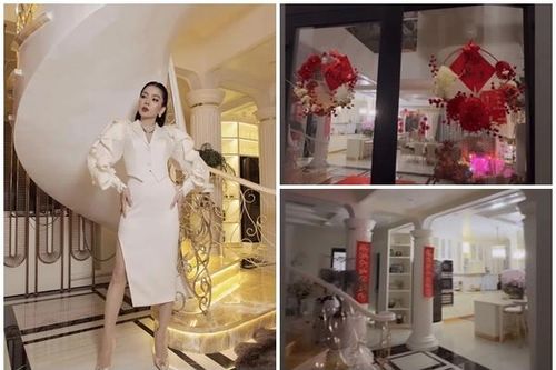 Cận cảnh biệt thự 600m2 của Lệ Quyên ngập sắc đỏ đón Tết