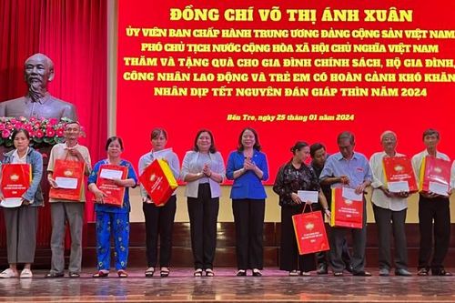 Phó Chủ tịch nước thăm, tặng quà Tết tại tỉnh Bến Tre