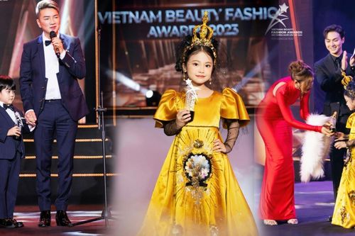 Nguyễn Nhật Ánh nhận giải thưởng Người mẫu nhí xuất sắc của năm cùng PoLo con trai Đàm Vĩnh Hưng