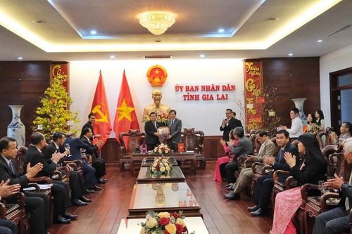 Đoàn cán bộ cấp cao tỉnh Champasak thăm, chúc Tết tại Gia Lai