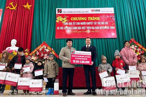 Tặng 20 suất quà tết cho người khuyết tật, trẻ mồ côi và trẻ có hoàn cảnh đặc biệt trên địa bàn huyện Lộc Bình