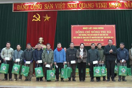 Thứ trưởng, Phó Chủ nhiệm Ủy ban Dân tộc Nông Thị Hà thăm, tặng quà tết đồng bào dân tộc thiểu số huyện Bảo Lâm