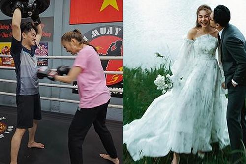 Thanh Hằng tung ảnh cưới chưa từng được công bố, lộ cử chỉ âu yếm của chồng điển trai