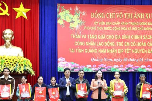 Phó Chủ tịch nước Võ Thị Ánh Xuân tặng quà gia đình chính sách tại Quảng Nam