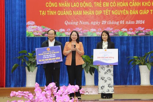 Phó Chủ tịch nước Võ Thị Ánh Xuân tặng quà Tết tại Quảng Nam