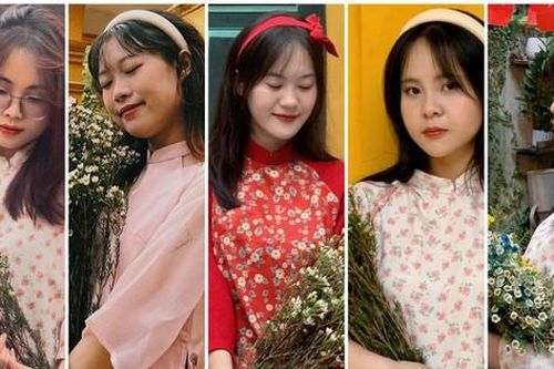 Sinh viên khoa Văn 'bắt trend' diện áo dài check in đón Xuân sớm với niềm tự hào Tết cổ truyền dân tộc