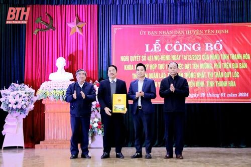 Công bố Nghị quyết của HĐND tỉnh về việc đặt tên đường, phố trên địa bàn huyện Yên Định