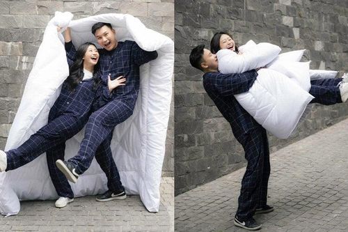 Bộ ảnh cưới với chăn bông khi Hà Nội rét 7 độ C gây sốt mạng