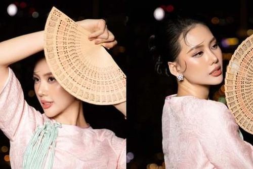 Hoa hậu Bùi Quỳnh Hoa đẹp dịu dàng trong thiết kế áo dài cách điệu