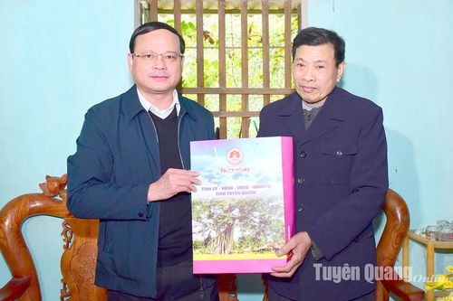 Đồng chí Phó Chủ tịch UBND tỉnh Nguyễn Mạnh Tuấn tặng quà Tết gia đình chính sách, người cao tuổi huyện Sơn Dương