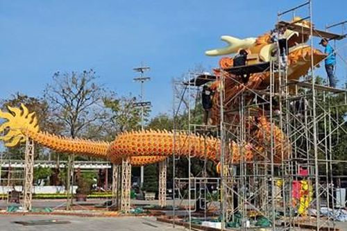 Cặp linh vật rồng khổng lồ chào đón Tết Giáp Thìn