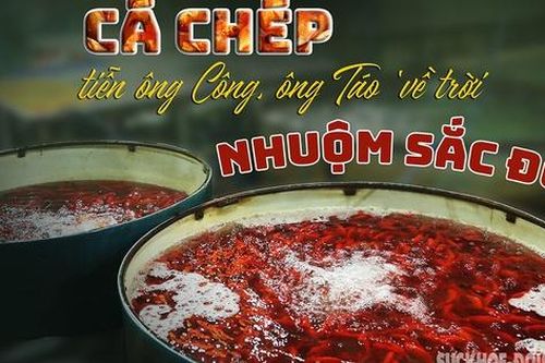 Cá chép tiễn ông Công, ông Táo 'về trời' nhuộm sắc đỏ chợ Yên Sở