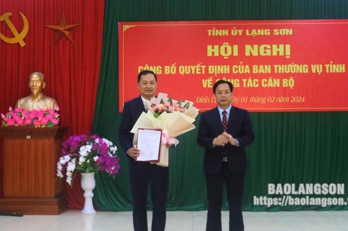 Công bố quyết định của Ban Thường vụ Tỉnh ủy về công tác cán bộ tại Đình Lập