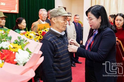 Đồng chí Bí thư Tỉnh ủy trao Huy hiệu Đảng tại thị trấn Hùng Sơn