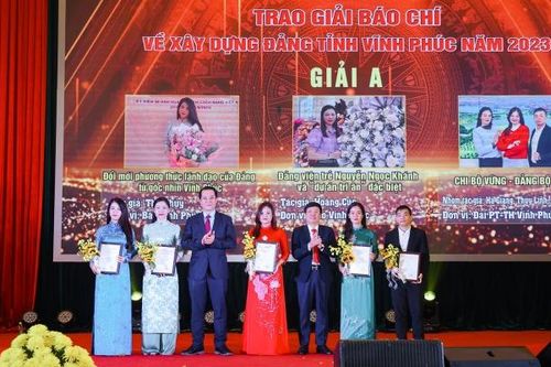 Trao giải Báo chí về xây dựng Đảng tỉnh Vĩnh Phúc năm 2023