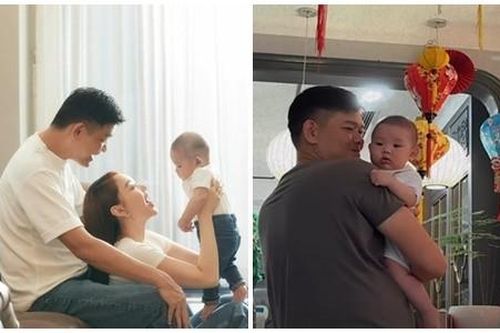 Minh Hằng khoe chồng con ở biệt thự ngập sắc đỏ đón Tết