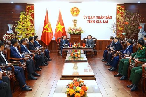 Đoàn đại biểu tỉnh Mondulkiri thăm, chúc Tết tại UBND tỉnh Gia Lai