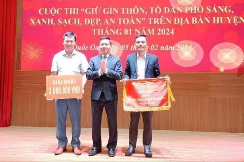 Quốc Oai trao giải cuộc thi 'Giữ gìn thôn, tổ dân phố sáng, xanh, sạch đẹp, an toàn'