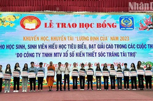 Trao 391 suất học bổng 'Lương Định Của' cho học sinh hiếu học tiêu biểu tỉnh Sóc Trăng