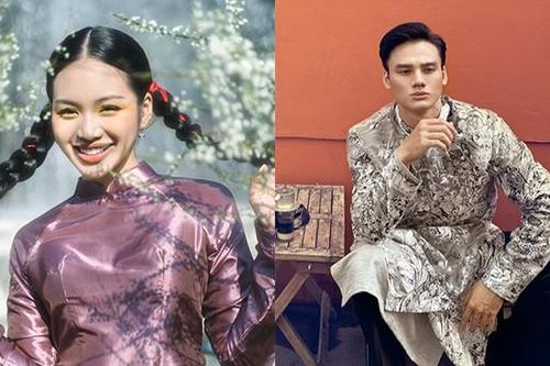 'Hot girl Vietnam Idol' Giana, Á vương Minh Khắc diện áo dài dạo phố