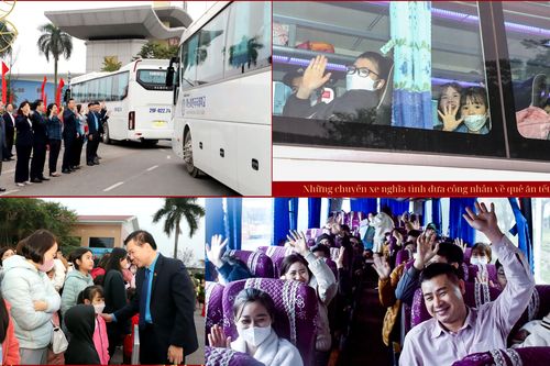 Nụ cười trên những chuyến xe nghĩa tình đưa công nhân về quê ăn tết