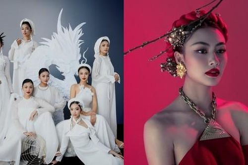 Hoa hậu Xuân Hạnh đọ sắc cùng 'hội chị em Hoàn vũ' trong bộ ảnh đón Tết Giáp Thìn