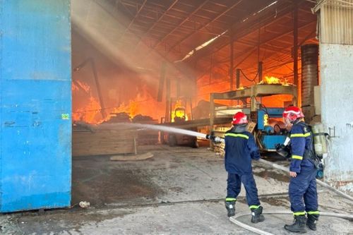 Dập tắt kịp thời đám cháy tại một nhà xưởng tại Biên Hòa sáng 30 Tết