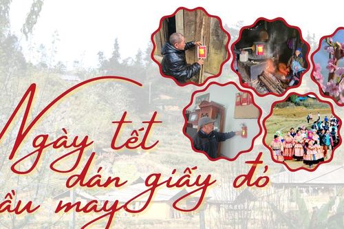 Ngày tết dán giấy đỏ cầu may