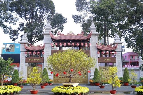 Sắc xuân tại Việt Nam Quốc Tự trước giờ đón giao thừa Tết Giáp Thìn