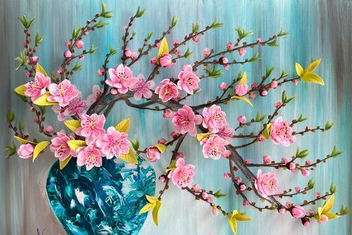 Không học qua trường lớp, người phụ nữ vẽ tranh mai, đào Tết bằng đất sét đẹp mê