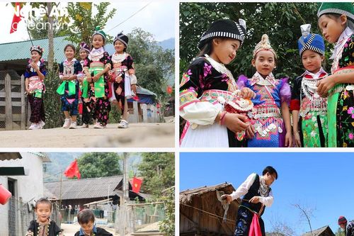 Spring colors on Hmong women's costumes