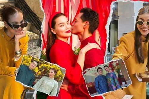 Các chị đại khoe áo dài Tết: Hồ Ngọc Hà sang trọng, Thanh Hằng - Lan Khuê đụng hàng
