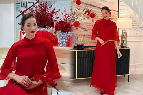 Phạm Hương sắc sảo trong tạo hình đỏ rực chào xuân 2024