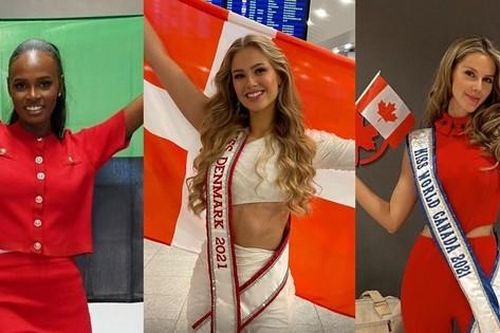 Dàn thí sinh đầu tiên khởi hành tới Miss World, tràn ngập sắc đỏ tại sân bay