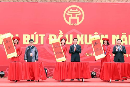 Chủ tịch nước Võ Văn Thưởng dự khai bút đầu xuân tại Hà Nội