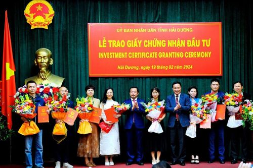 Hải Dương: Trao giấy chứng nhận đầu tư 9 dự án, tổng vốn hơn 90 triệu USD
