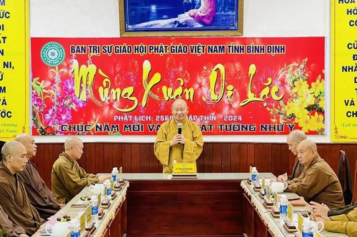 Bình Định: Ban Thường trực Ban Trị sự Phật giáo tỉnh gặp mặt đầu Xuân Giáp Thìn