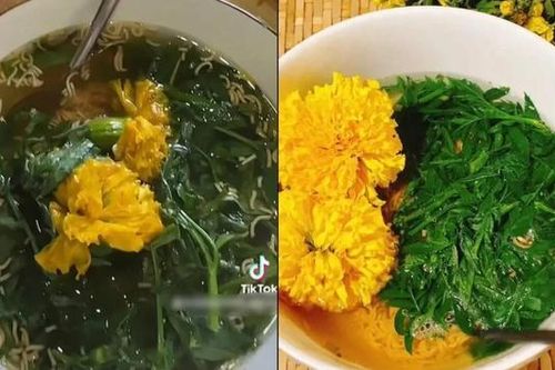 Độc lạ trào lưu ăn cúc vạn thọ với mì tôm