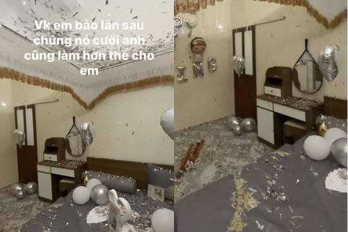 Bước vào phòng tân hôn, cô dâu chú rể ngán ngẩm vì pháo giấy