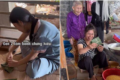 Trổ tài gói bánh chưng, cô gái khiến cả nhà được phen cười ngất