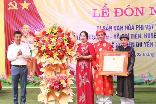 Đón nhận Di sản văn hóa phi vật thể Quốc gia Lễ hội Đền Du Yến