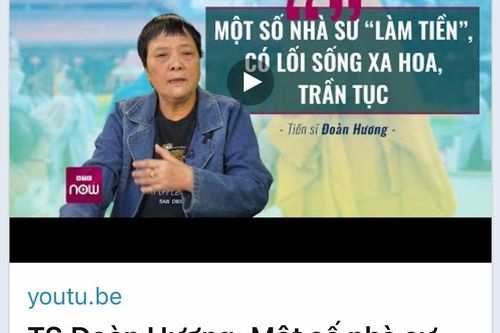 'Một số nhà sư làm tiền, sống xa hoa' là ai trong số gần 6 vạn Tăng Ni, thưa bà TS Đoàn Hương?