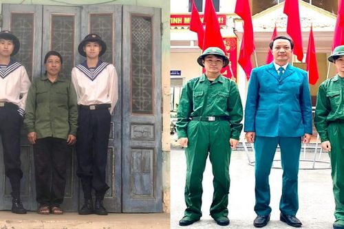 Những cặp song sinh cùng yêu màu áo lính